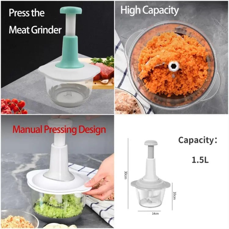 1.5L Manual Food Chopper – Speedy Hand Press