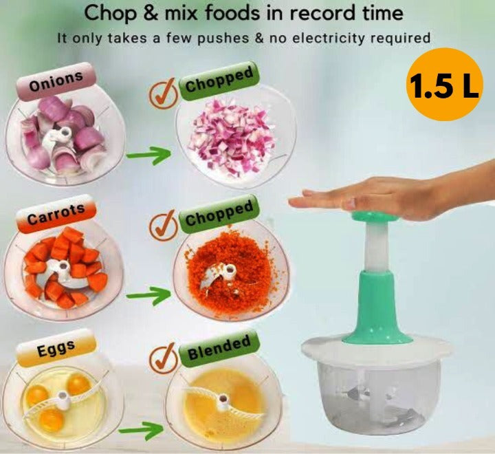 1.5L Manual Food Chopper – Speedy Hand Press